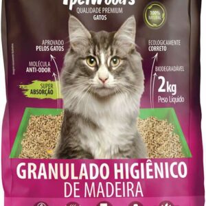 Granulado Ipet Woods de Madeira para Gatos 2,0Kg