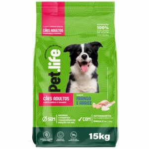 Ração Seca Pet.life Frango e Arroz para Cães Adultos Porte Médio e Grande