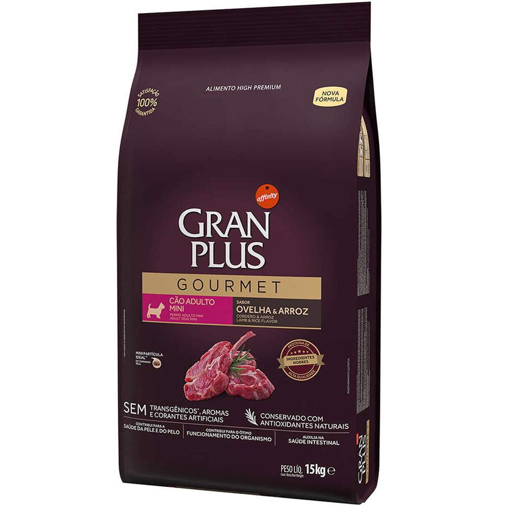 Ração Seca GranPlus Gourmet Ovelha & Arroz para Cães Adultos Raças Mini 15,0Kg