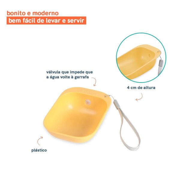 Bebebouro Portátil para Pets com Encaixe para Garrafas amarelo - Oikos Animal - Imagem 2