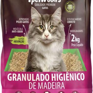 Granulado Ipet Woods de Madeira para Gatos 2,0Kg