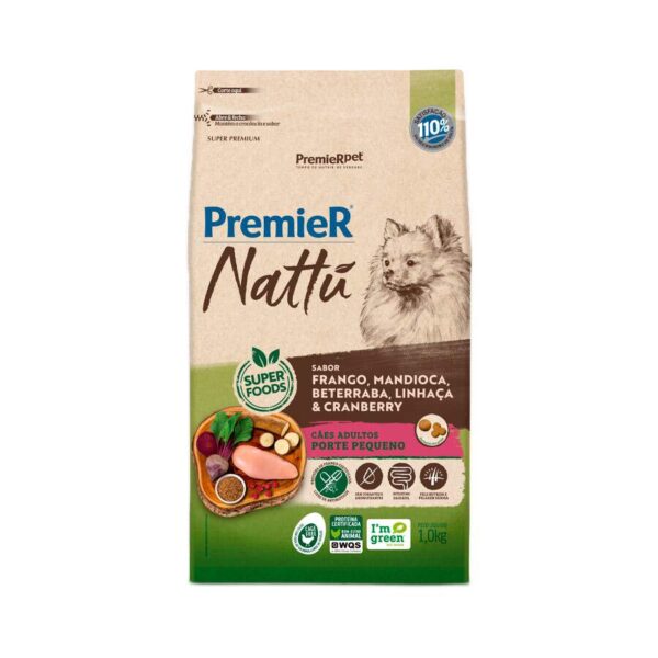 Ração Premier Nattu Cães Adultos Mandioca Pequeno Porte 1 kg - Imagem 2