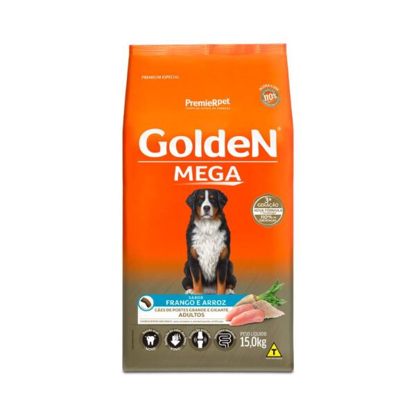 Ração Seca PremieR Pet Golden Mega Cães Adultos Raças Grandes Frango e Arroz 15,0Kg - Imagem 2
