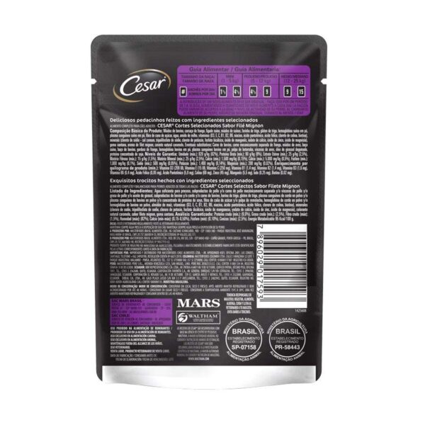 Ração Úmida Cesar Sachê Cortes Selecionados Filé Mignon para Cães Adultos 85 g - Imagem 3