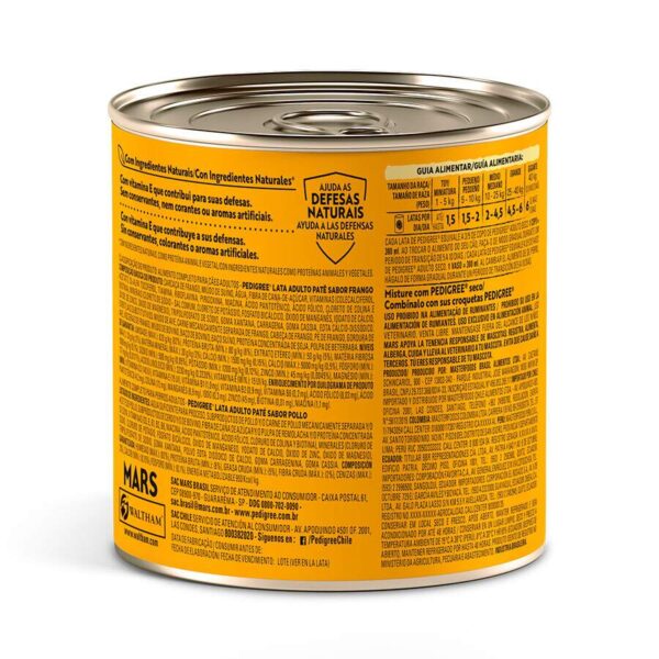 Ração Úmida Pedigree Lata Patê de Frango para Cães Adultos 280g - Imagem 2