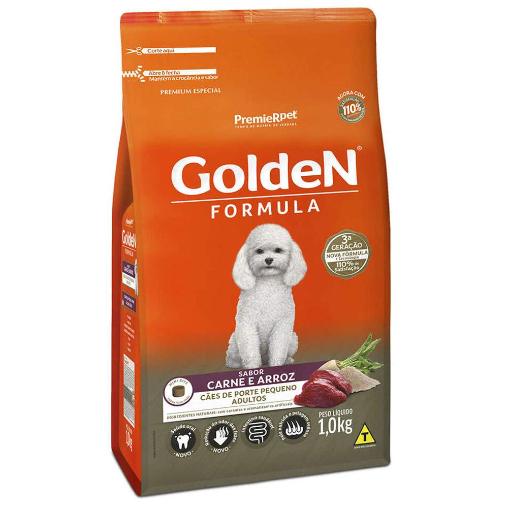 Ração Seca PremieR Pet Golden Formula Carne e Arroz para Cães Adultos de Raças Pequenas 1kg