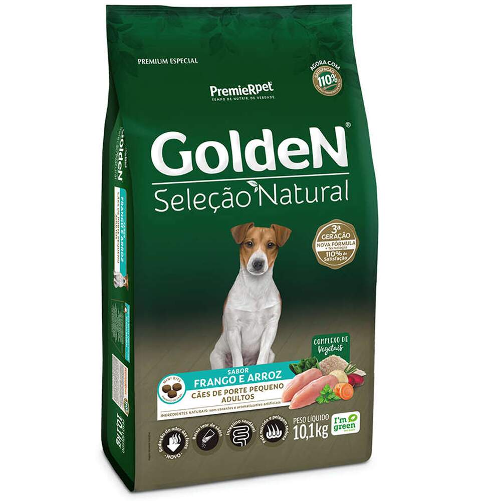 Ração Seca PremieR Pet Golden Seleção Natural para Cães Adultos Mini Bits 10,1Kg
