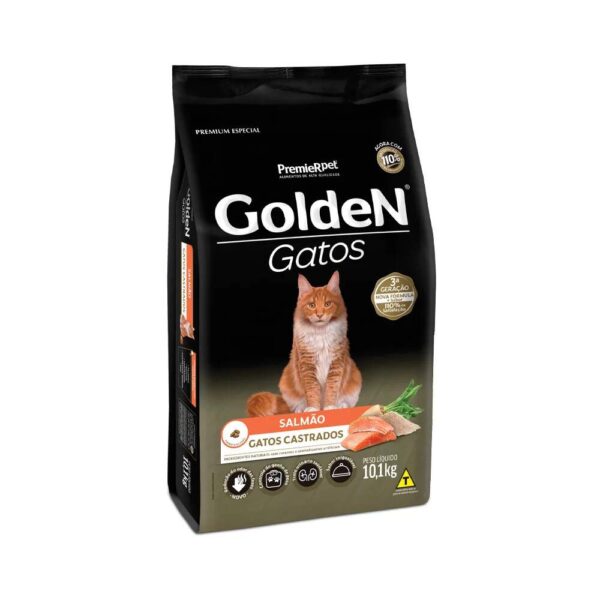 Ração Golden para Gatos Adultos Castrados Sabor Salmão 10kg - Imagem 2